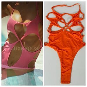 Monica Hansen Beachwear Starlight Cut-Out One-Piece Orange Small